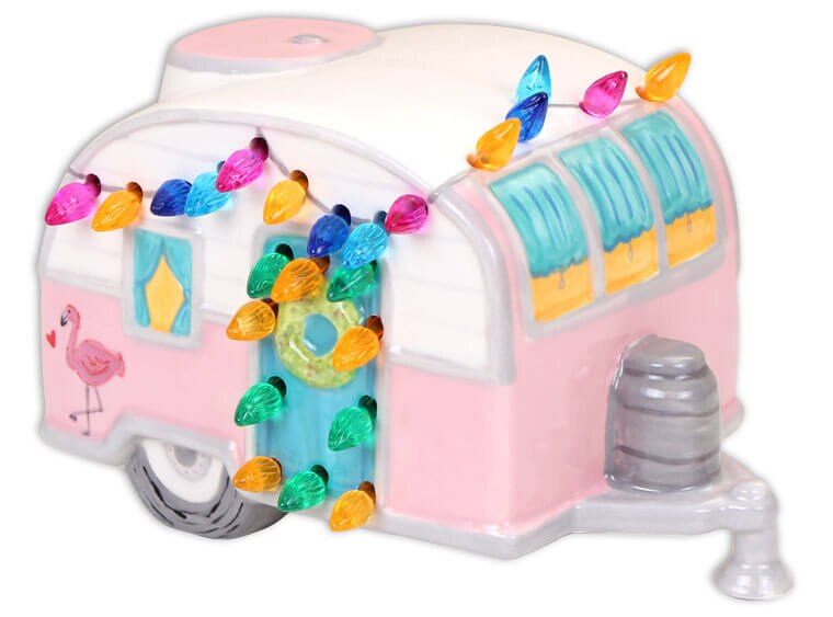 Bisque Lighted Christmas Camper (Case of 1)