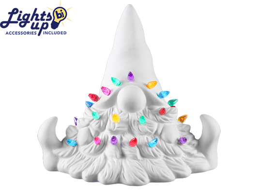 Bisque Lighted Tree Bearded Gnome (Case of 1)