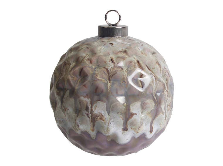 Bisque Faceted Silver Cap Ball Ornament (Case of 8)