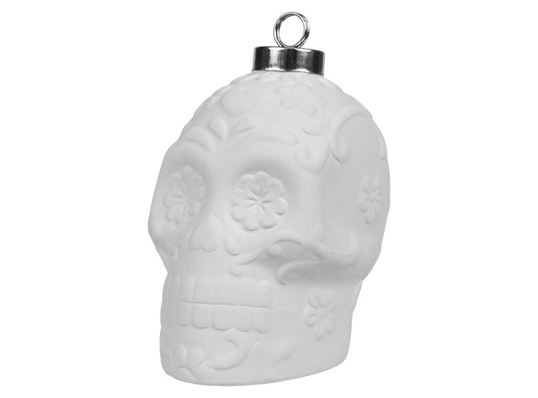Bisque Day Of The Dead Skull Ornament (Case of 9)