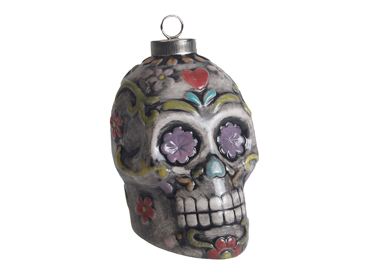 Bisque Day Of The Dead Skull Ornament (Case of 9)