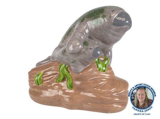 Bisque Mama And Baby Manatee (Case of 4)