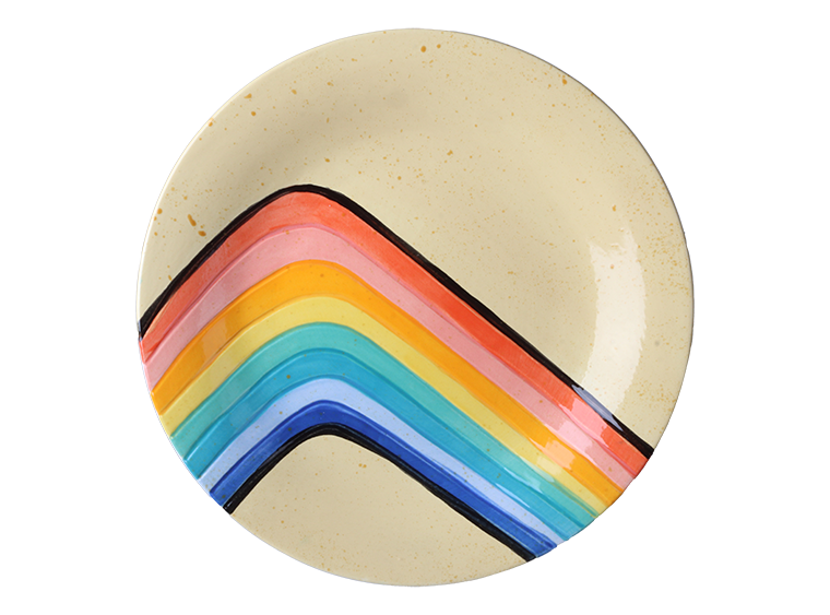 Bisque Retro Rainbow Dinner Plate (Case of 4)