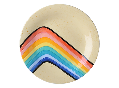 Bisque Retro Rainbow Dinner Plate (Case of 4)
