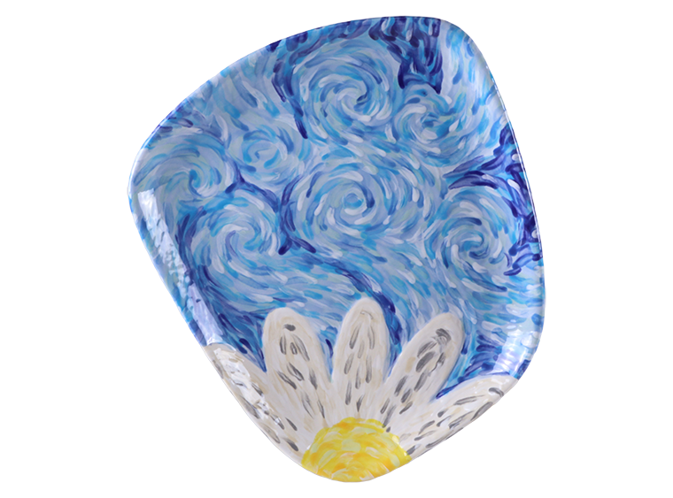 Bisque Funky Blooms Plate (Case of 6)