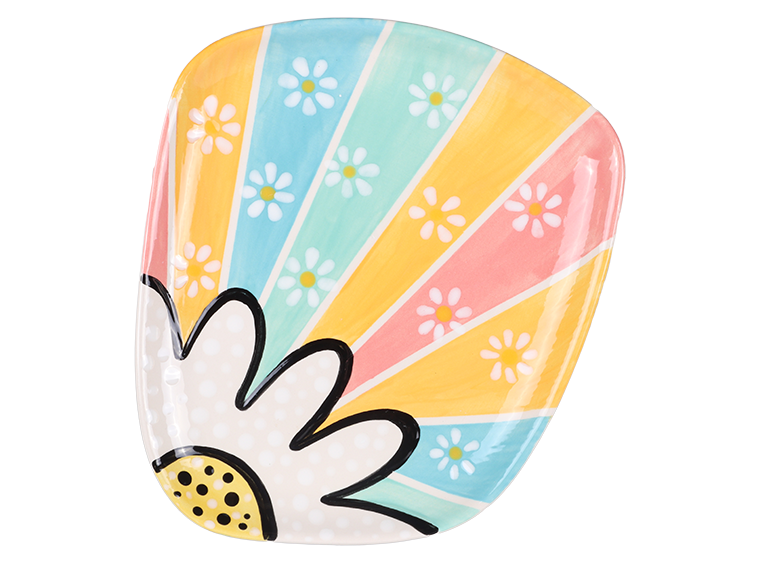 Bisque Funky Blooms Plate (Case of 6)