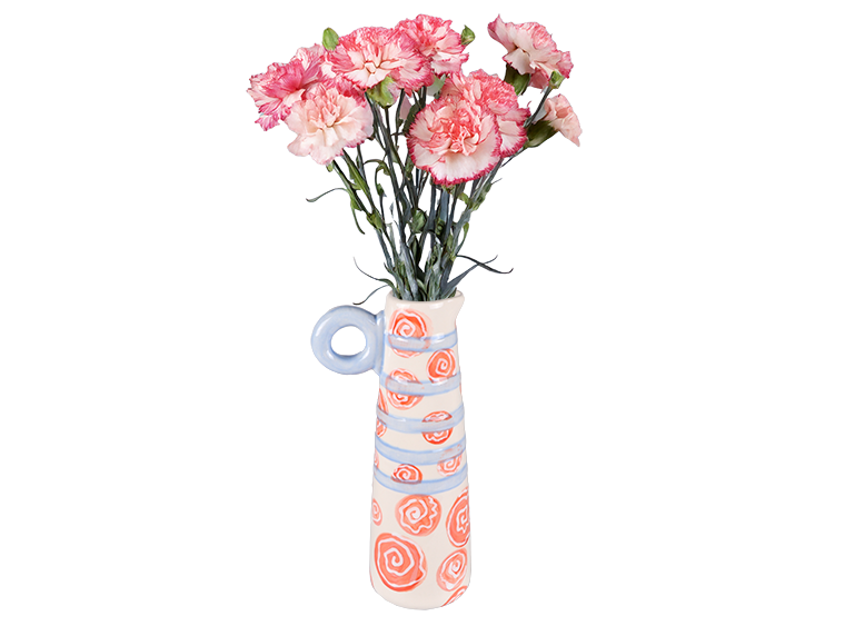 Bisque Slender Banded Vase (Case of 6)