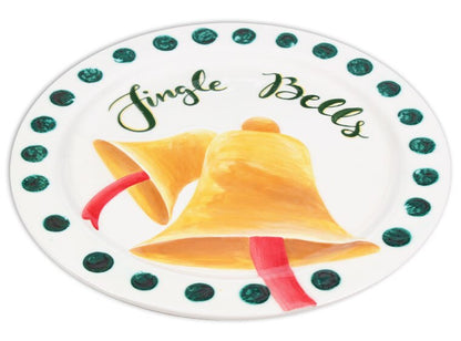 Bisque Rim Christmas Bells Plate (Case of 4)