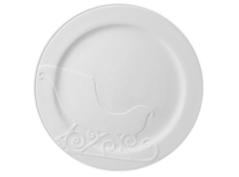 Bisque Rim Sleigh Plate (Case of 4)