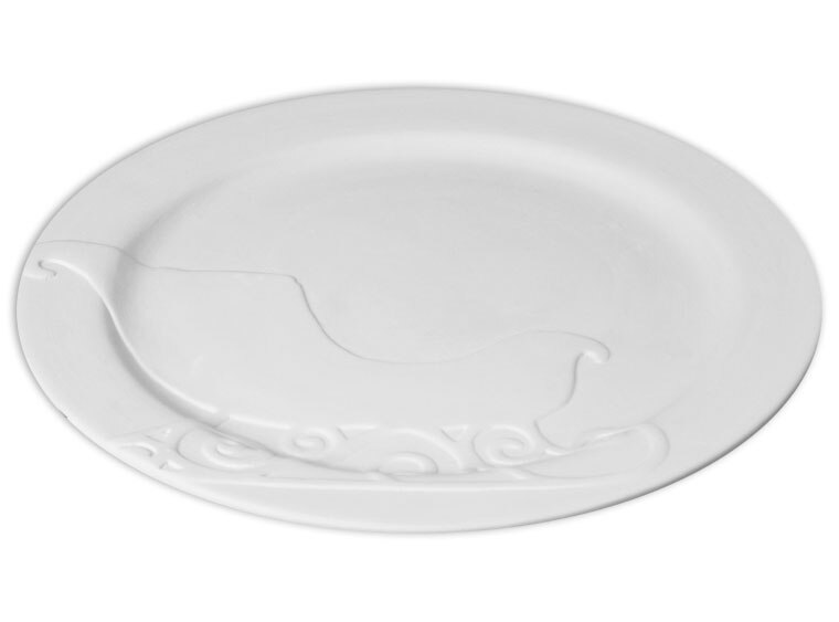 Bisque Rim Sleigh Plate (Case of 4)