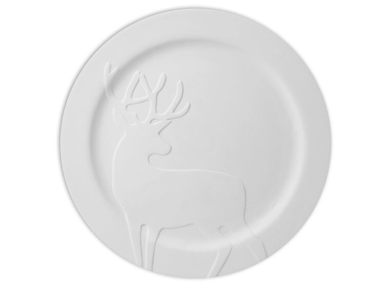 Bisque Rim Deer Plate (Case of 4)