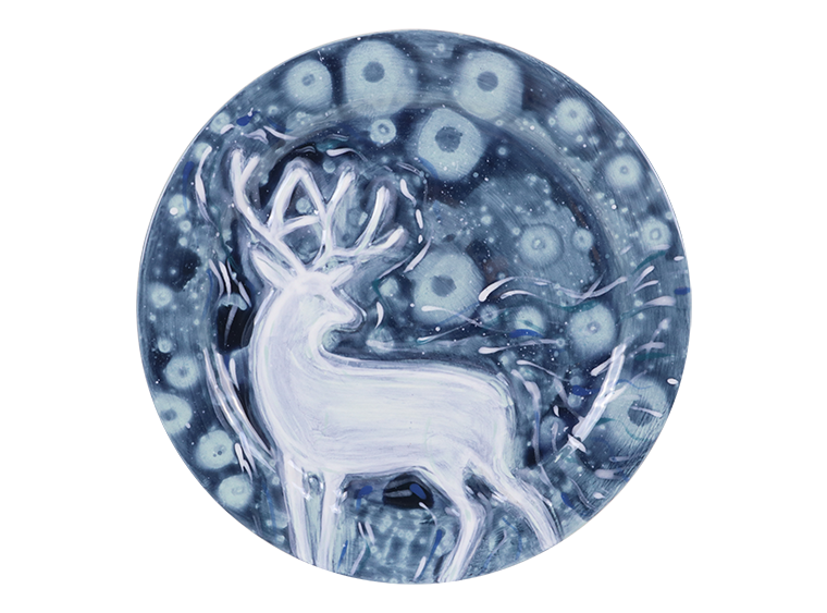 Bisque Rim Deer Plate (Case of 4)
