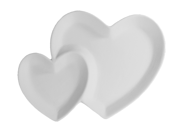 Bisque Double Heart Dish (Case of 6)