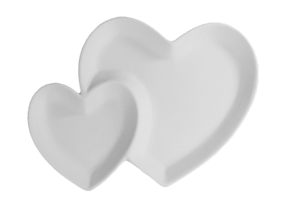 Bisque Double Heart Dish (Case of 6)