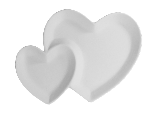 Bisque Double Heart Dish (Case of 6)