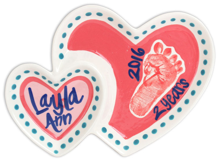 Bisque Double Heart Dish (Case of 6)