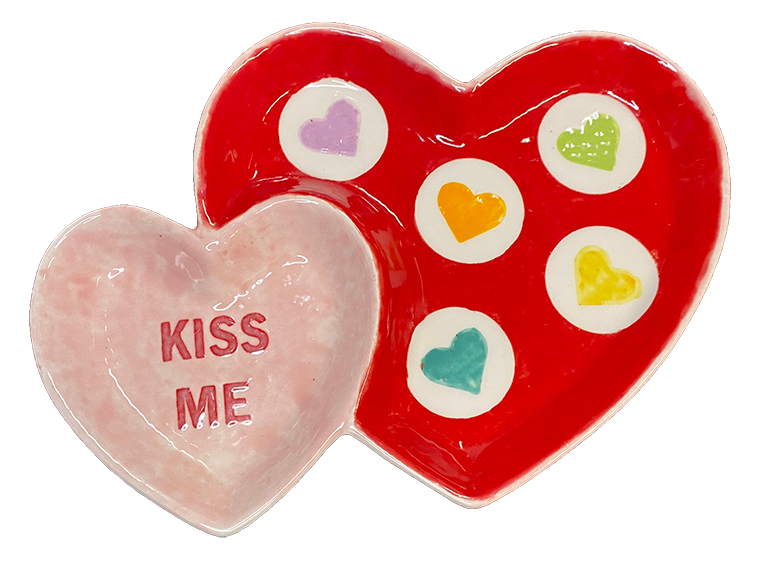 Bisque Double Heart Dish (Case of 6)