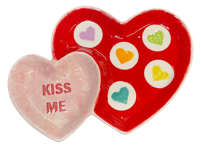 Bisque Double Heart Dish (Case of 6)