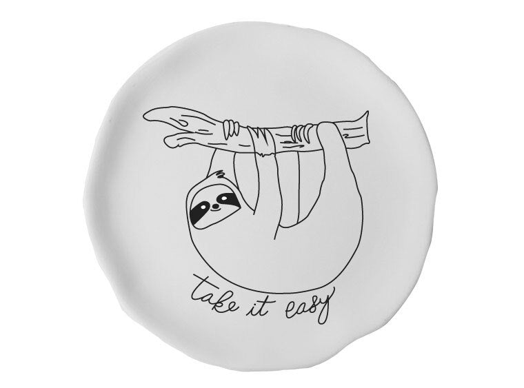 Bisque Happy Sloth Plate (Case of 6)
