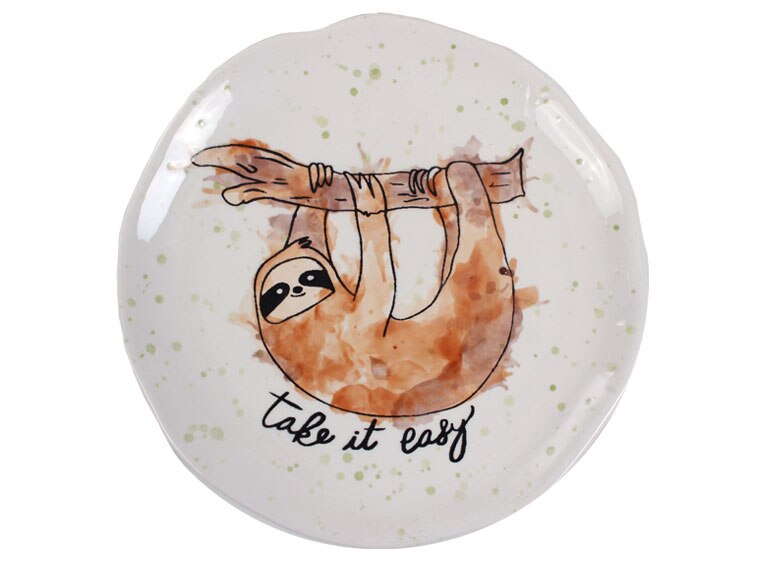 Bisque Happy Sloth Plate (Case of 6)