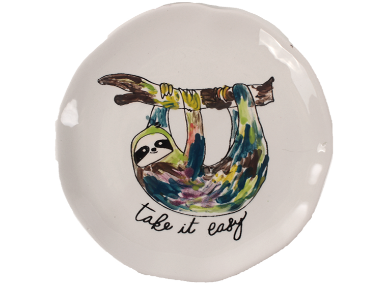 Bisque Happy Sloth Plate (Case of 6)