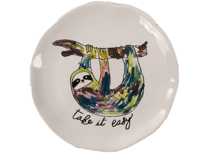 Bisque Happy Sloth Plate (Case of 6)