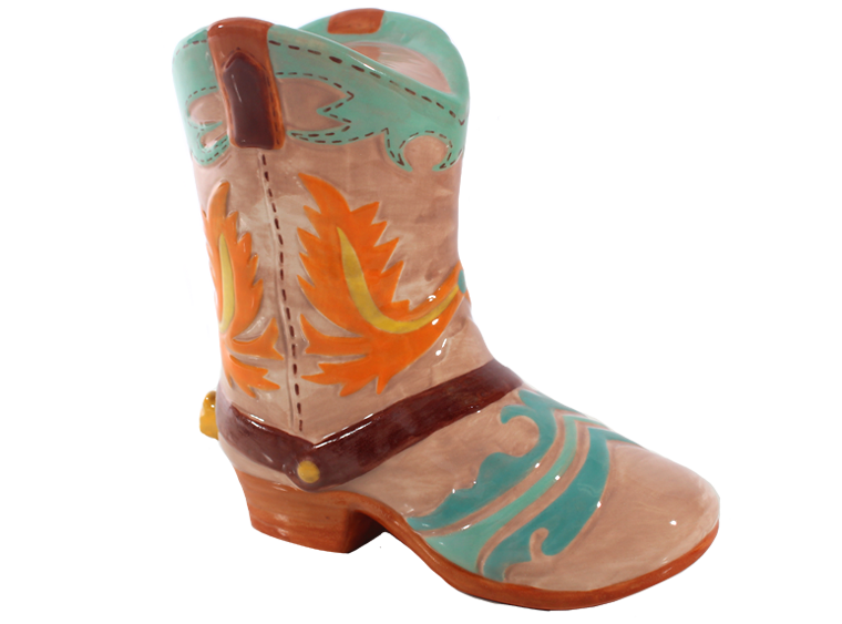 Bisque Cowboy Boot Bank (Case of 4)