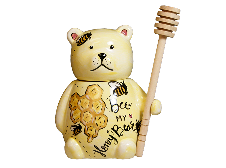 Bisque Teddy Bear Honey Pot (Case of 4)