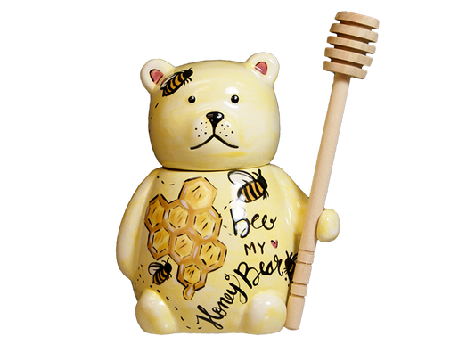 Bisque Teddy Bear Honey Pot (Case of 4)