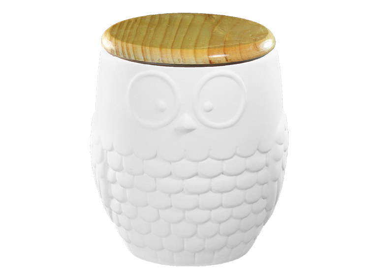 Bisque Modern Owl Canister (Case of 4)