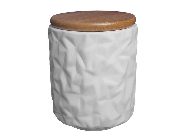 Bisque Geometric Canister (Case of 4)