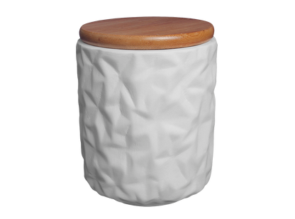 Bisque Geometric Canister (Case of 4)