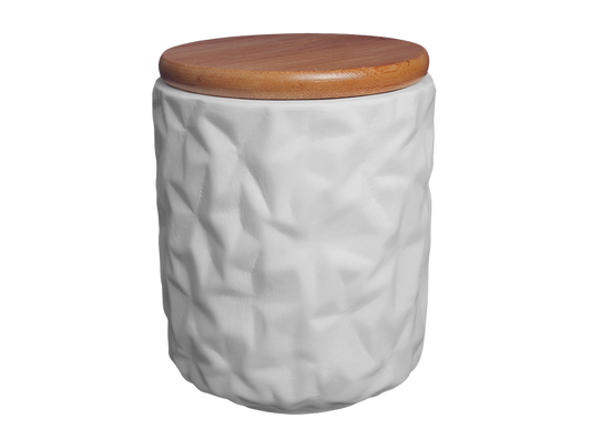 Bisque Geometric Canister (Case of 4)