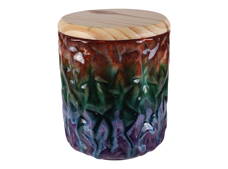 Bisque Geometric Canister (Case of 4)
