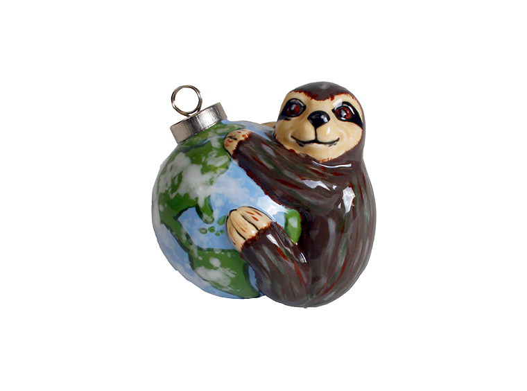 Bisque Sloth Ball Ornament (Case of 12)
