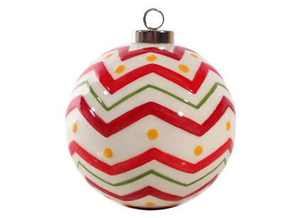 Bisque Chevron Ball Ornament (Case of 8)