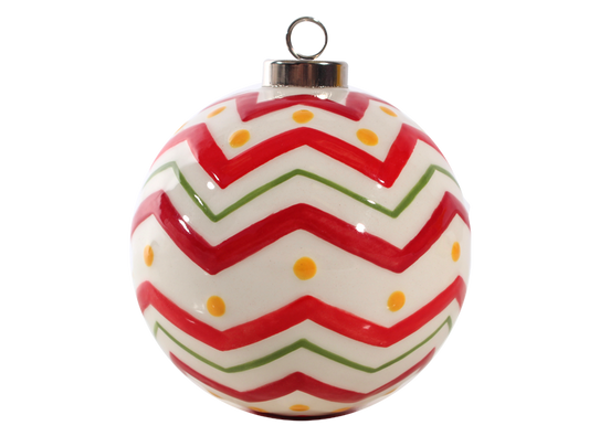 Bisque Chevron Ball Ornament (Case of 8)