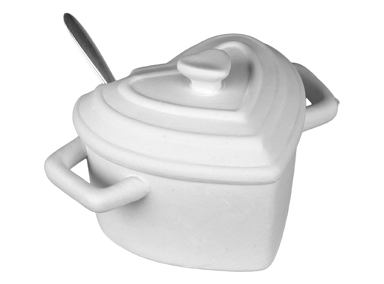 Bisque Heart Sugar/Salt Pot W/ Spoon (Case of 4)