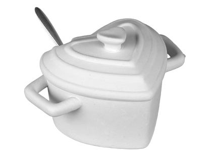 Bisque Heart Sugar/Salt Pot W/ Spoon (Case of 4)