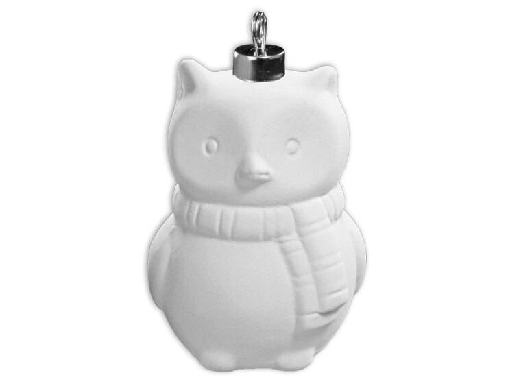 Bisque Winter Owl Ornament (Case of 12)