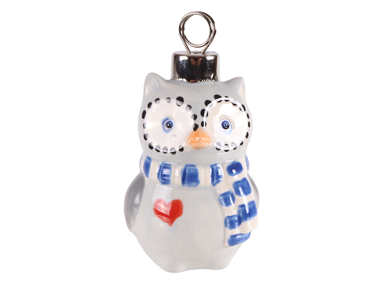 Bisque Winter Owl Ornament (Case of 12)
