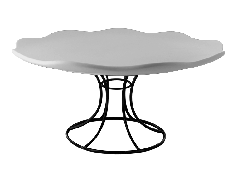 Bisque Curvy Cake Plate With Stand (Case of 4)