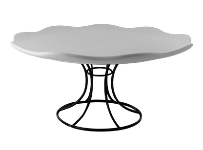 Bisque Curvy Cake Plate With Stand (Case of 4)