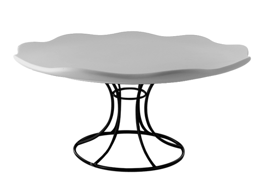 Bisque Curvy Cake Plate With Stand (Case of 4)