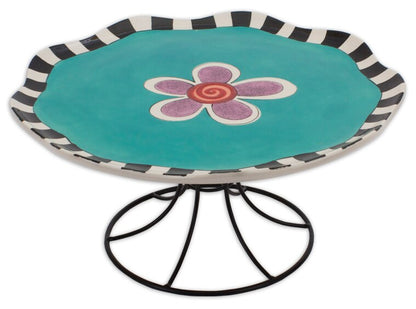 Bisque Curvy Cake Plate With Stand (Case of 4)