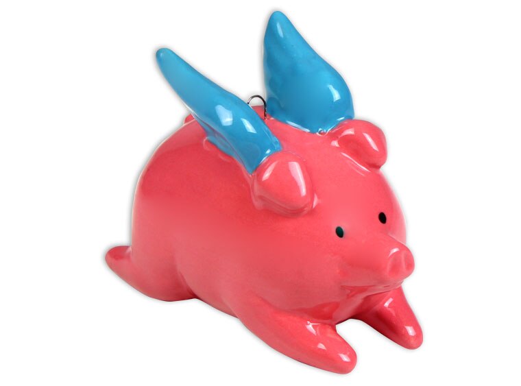 Bisque Flying Pig Ornament (Case of 12)