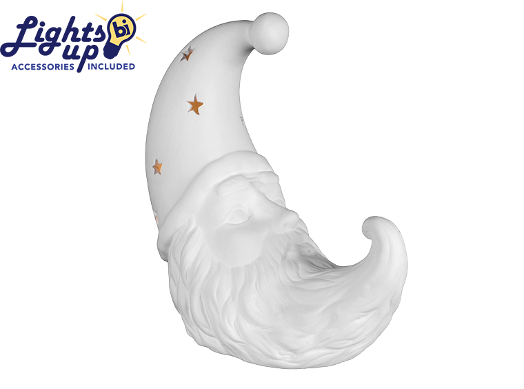 Bisque Lighted Crescent Santa (Case of 1)