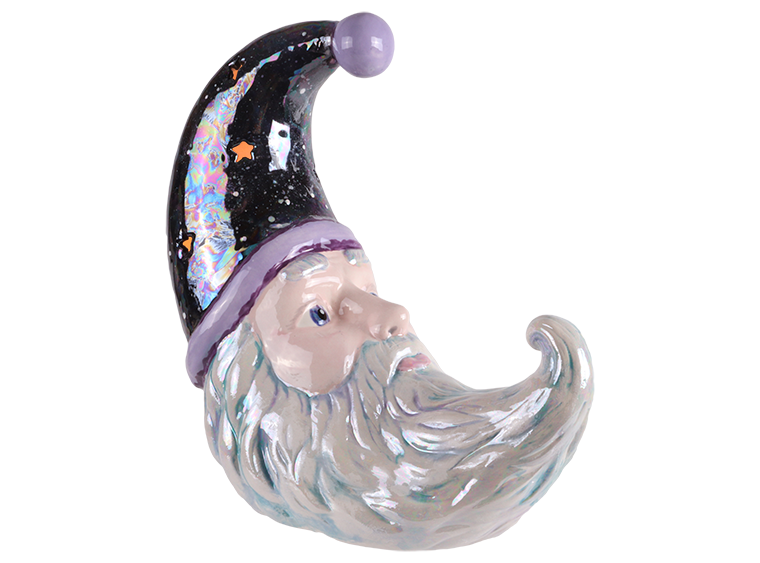 Bisque Lighted Crescent Santa (Case of 1)