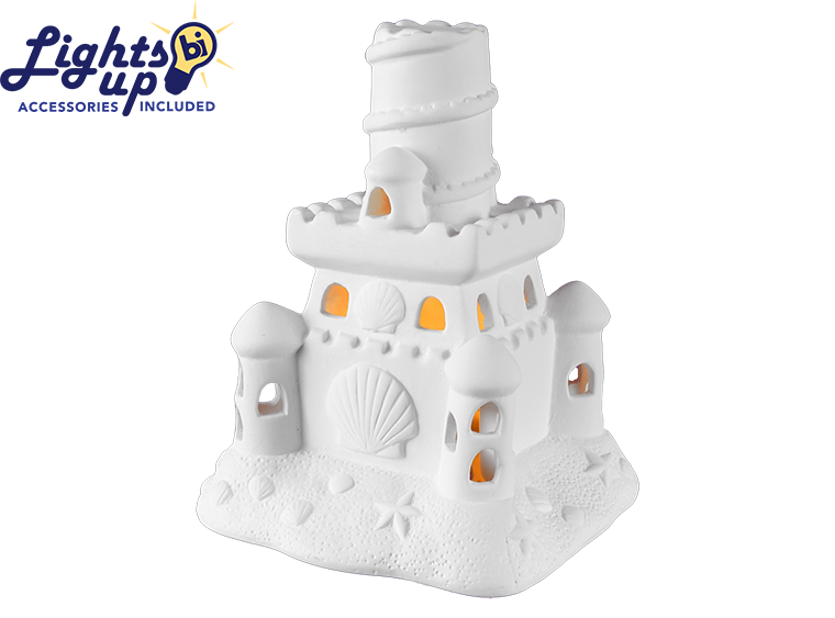 Bisque Lighted Sand Castle (Case of 1)