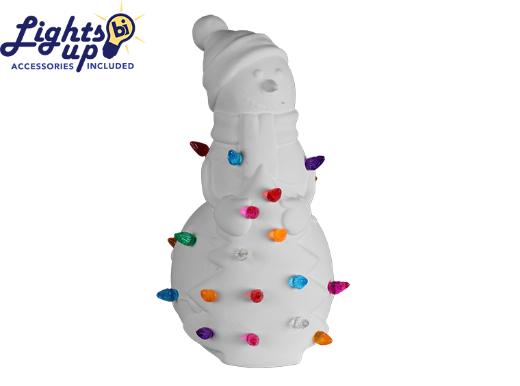 Bisque Lighted Tree With Snowman (Case of 1)